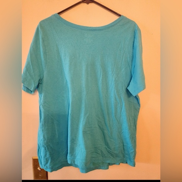 Lane Bryant teal flower graphic t-shirt with beads size 18/20 - Picture 3 of 4